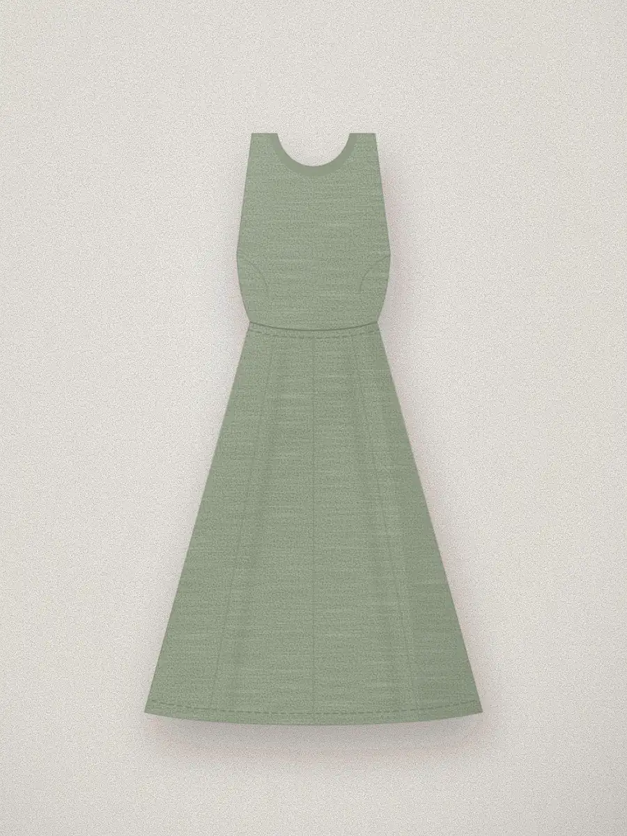 Vestido midi de lino Alba en color verde salvia